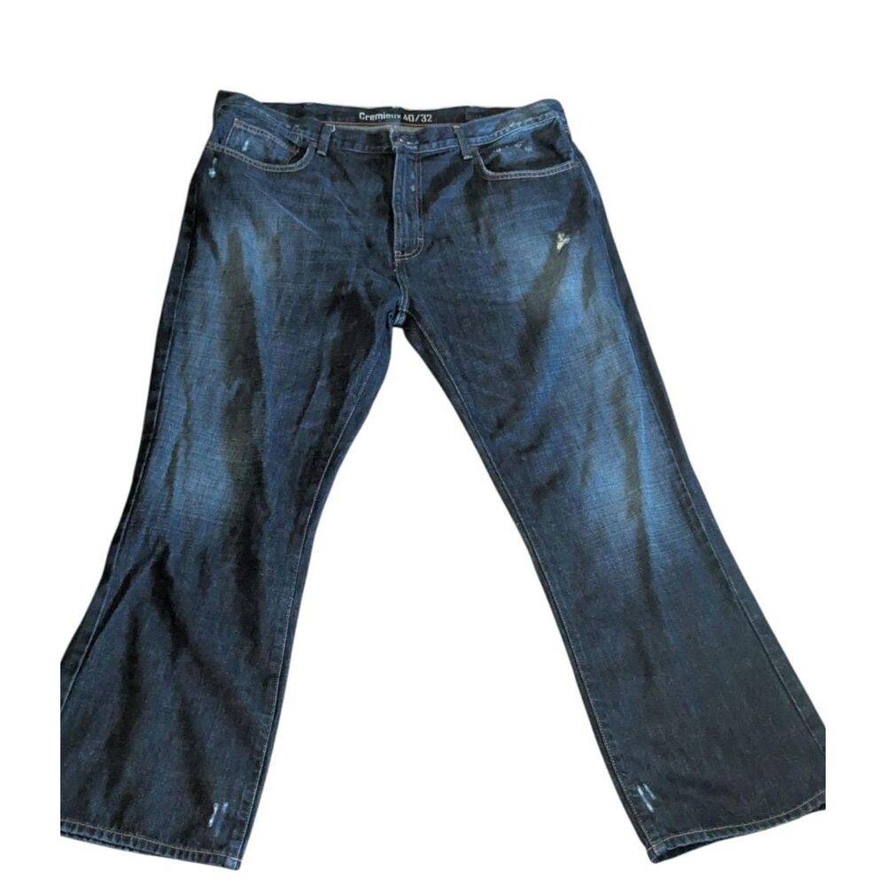 CREMIEUX Premium Denim Bootcut Jeans Men's 40x32 Dark Wash Distressed Big & Tall